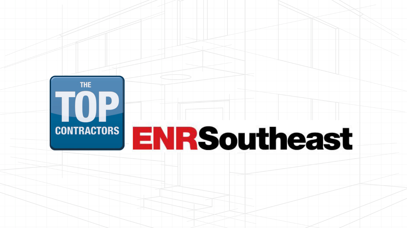 ENR Southeast Top Contractors logo on white with faint lines.