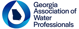 Georgia Association of Water Professionals logo: water droplet, Georgia outline.